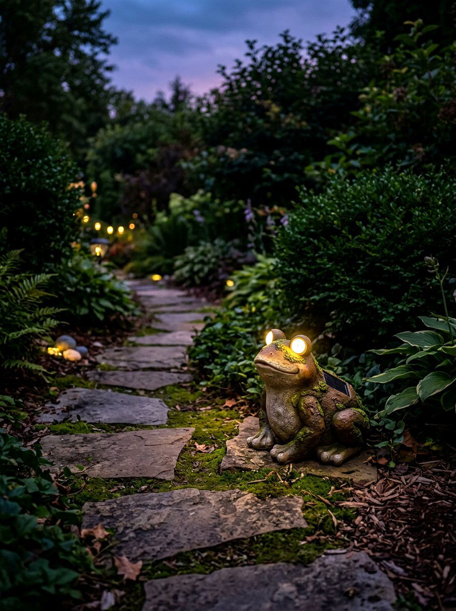 Solar Glow Frog Eyes - 25 Spring Frog Garden Decor Ideas