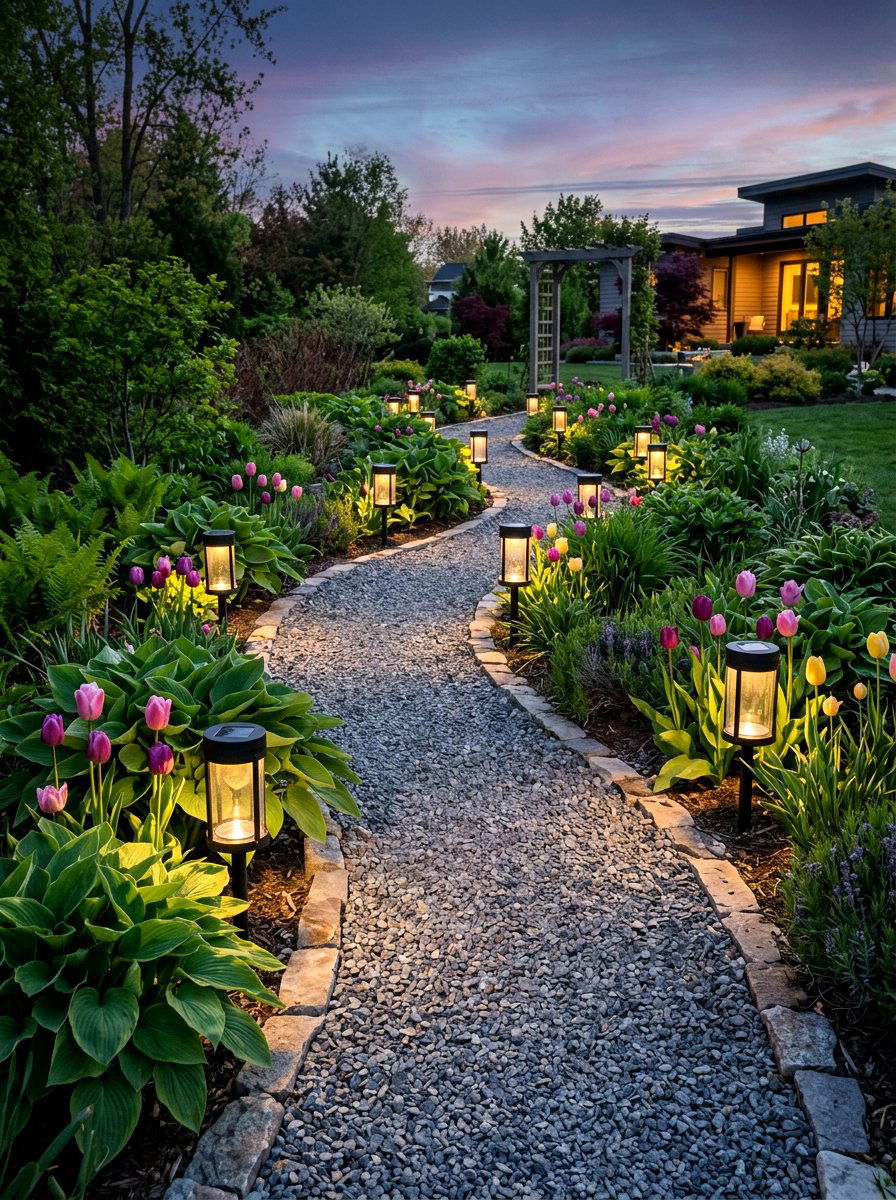 Solar Lantern Path - 25 Spring Garden Decor Ideas