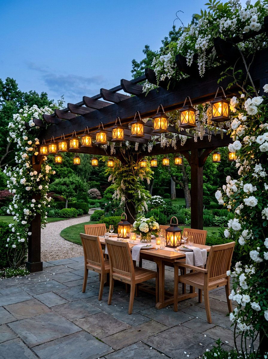 Solar Lanterns - 25 Spring Pergola Decor Ideas