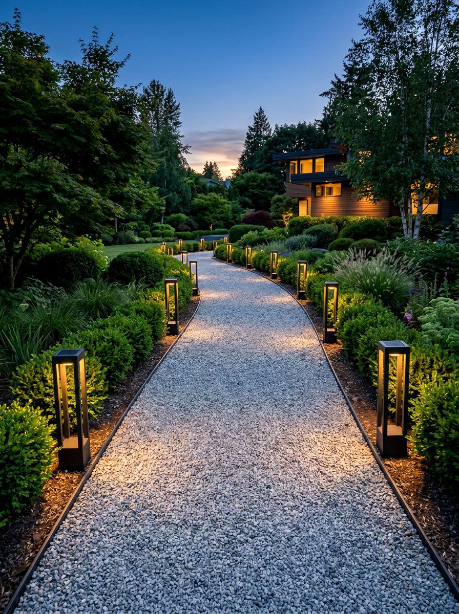 Solar Lanterns Gravel Walkway - 25 Spring Garden Pathway Decor Ideas