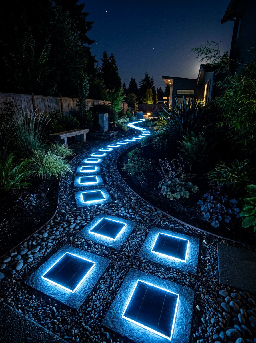 Solar Light Garden Paver - 25 Spring Stepping Stone Decor Ideas