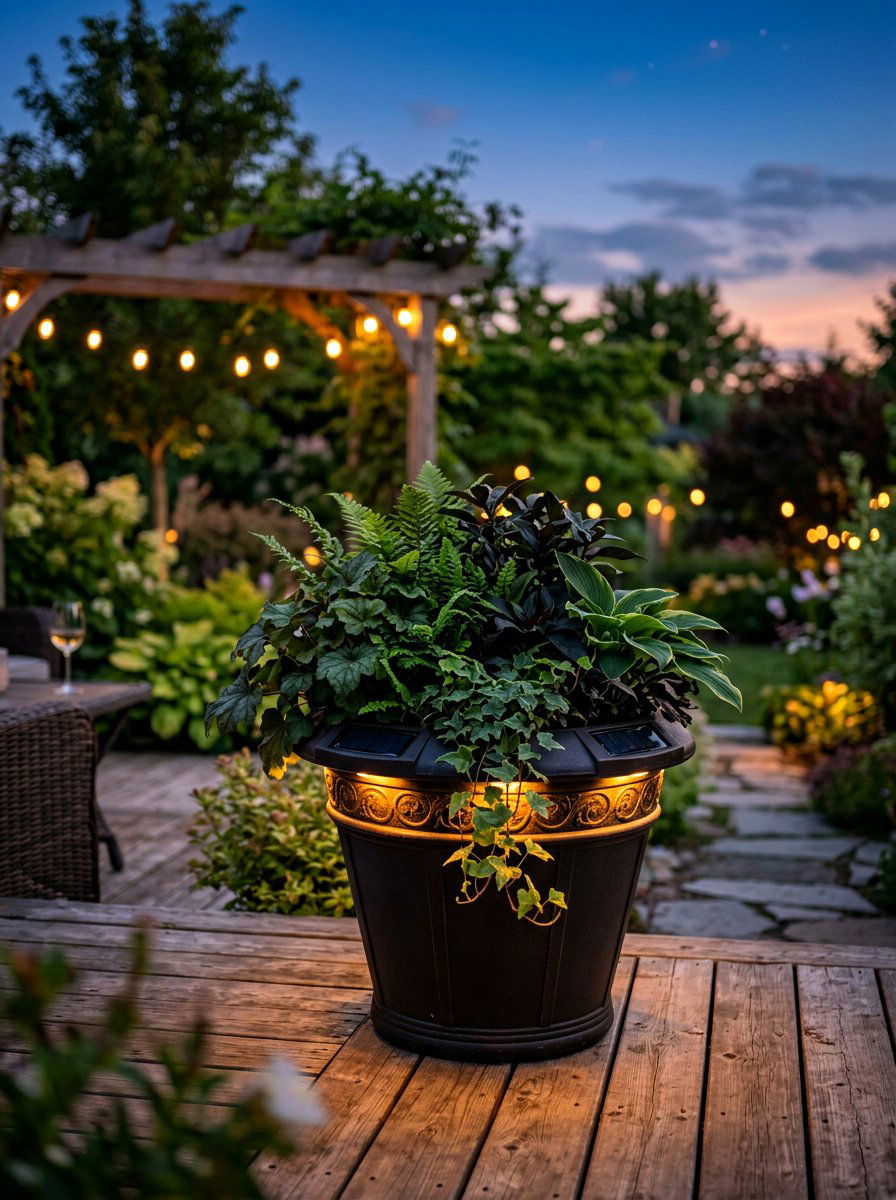 Solar Light Planter - 25 Spring Deck Planter Ideas