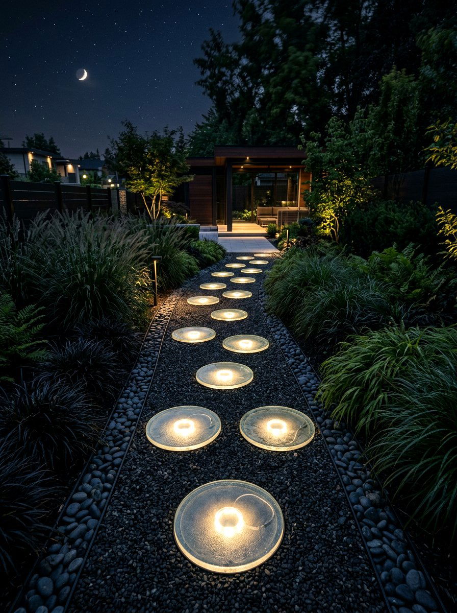 Solar Light Stepping Stone - 25 Spring Stepping Stone Ideas