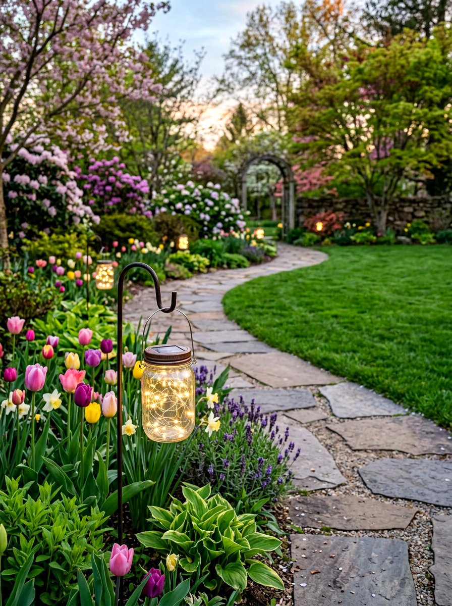 Solar Mason Jar Path Light - 25 Spring Mason Jar Lantern Ideas