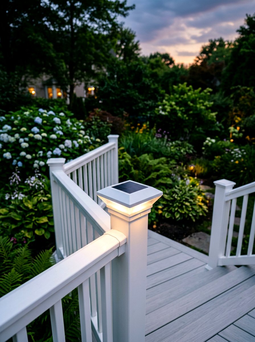 Solar Post Cap Light - 25 Spring Deck Railing Decor Ideas