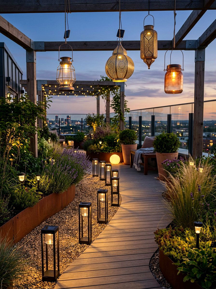 Solar Power Lighting - 25 Spring Rooftop Decor Ideas