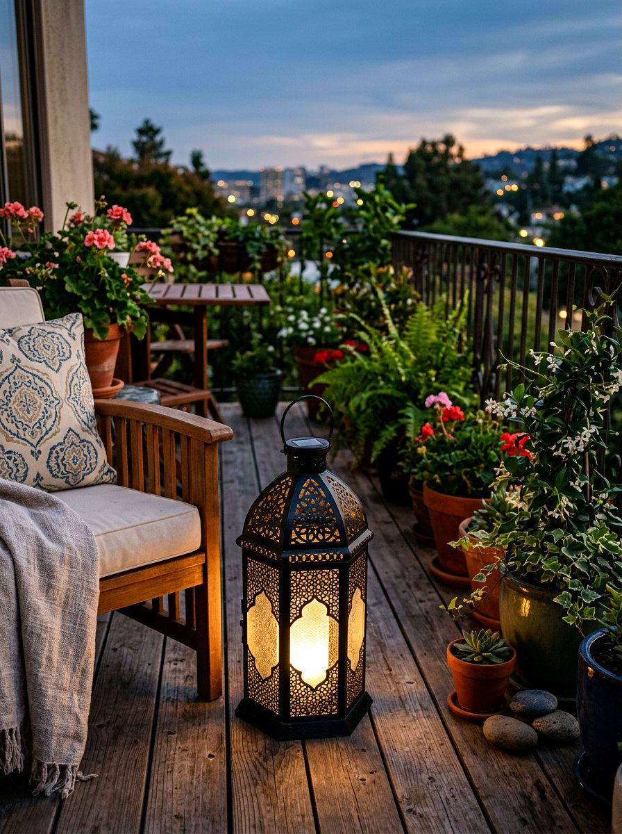 Solar Powered Lantern - 25 Spring Balcony Decor Ideas