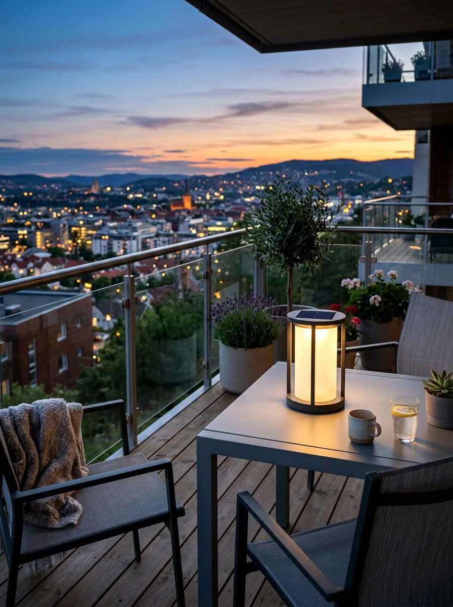 Solar Powered Light - 25 Spring Balcony Table Decor Ideas