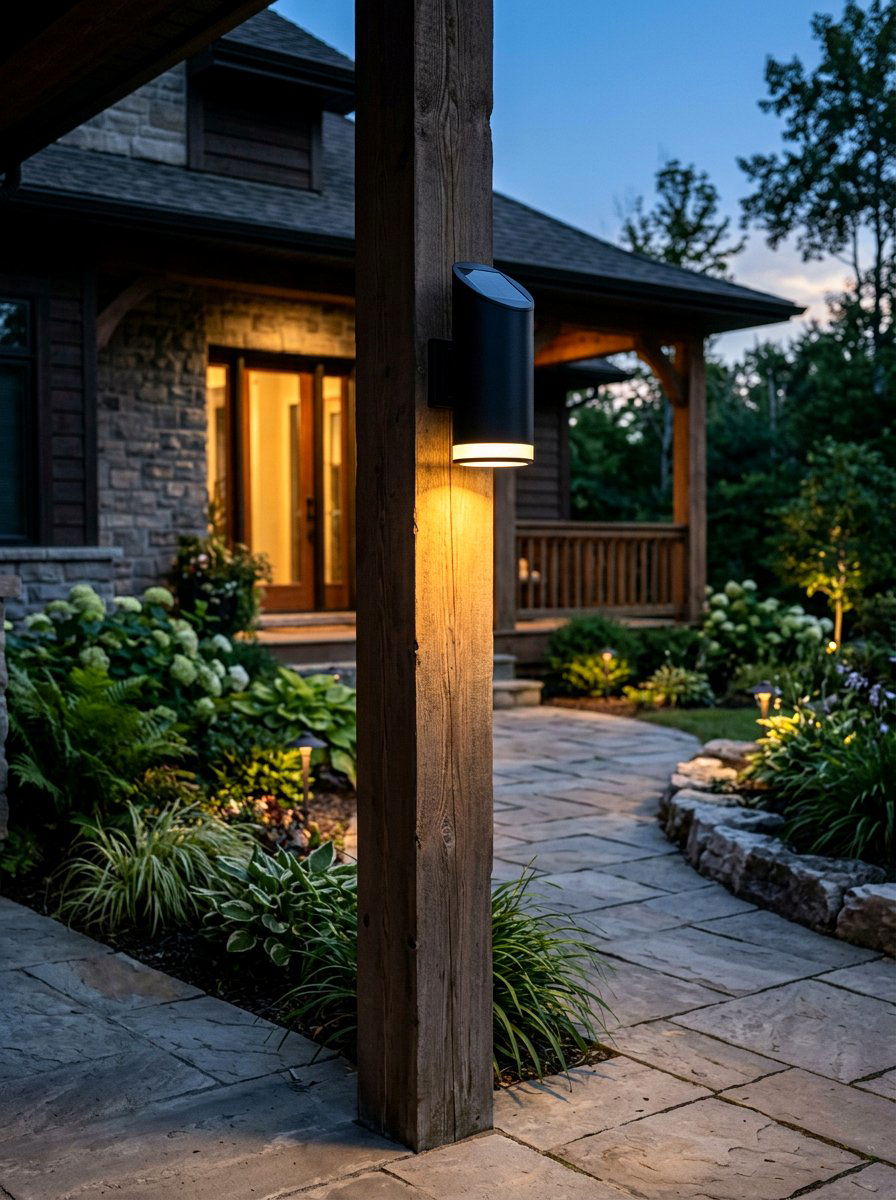 Solar Sconce Light Porch Post - 25 Spring Porch Post Decor Ideas