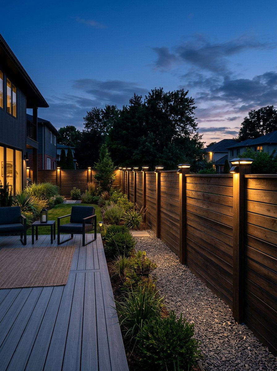 Solar fence lighting - 25 Spring Garden Fence Decor Ideas