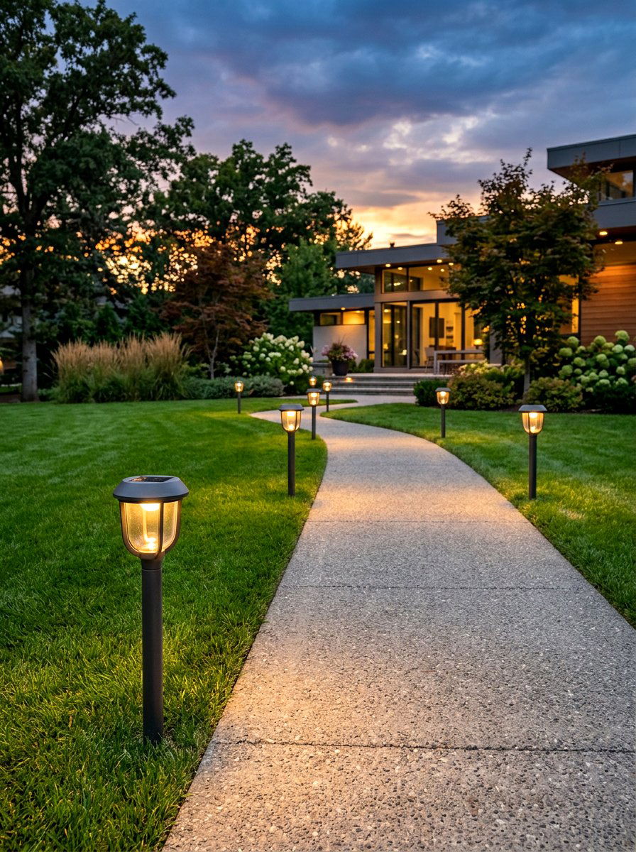 Solar pathway lighting - 25 Spring Front Walkway Decor Ideas