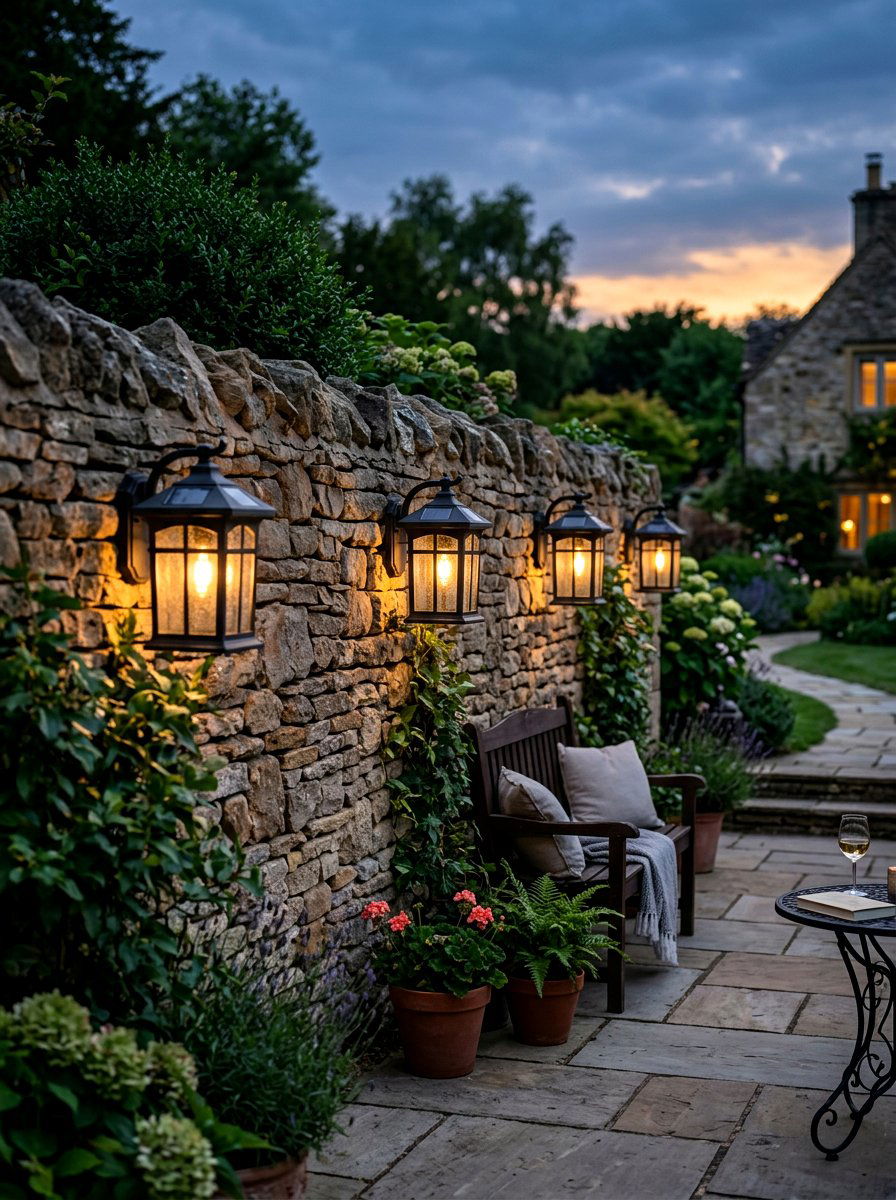 Solar wall lanterns - 25 Spring Garden Wall Decor Ideas