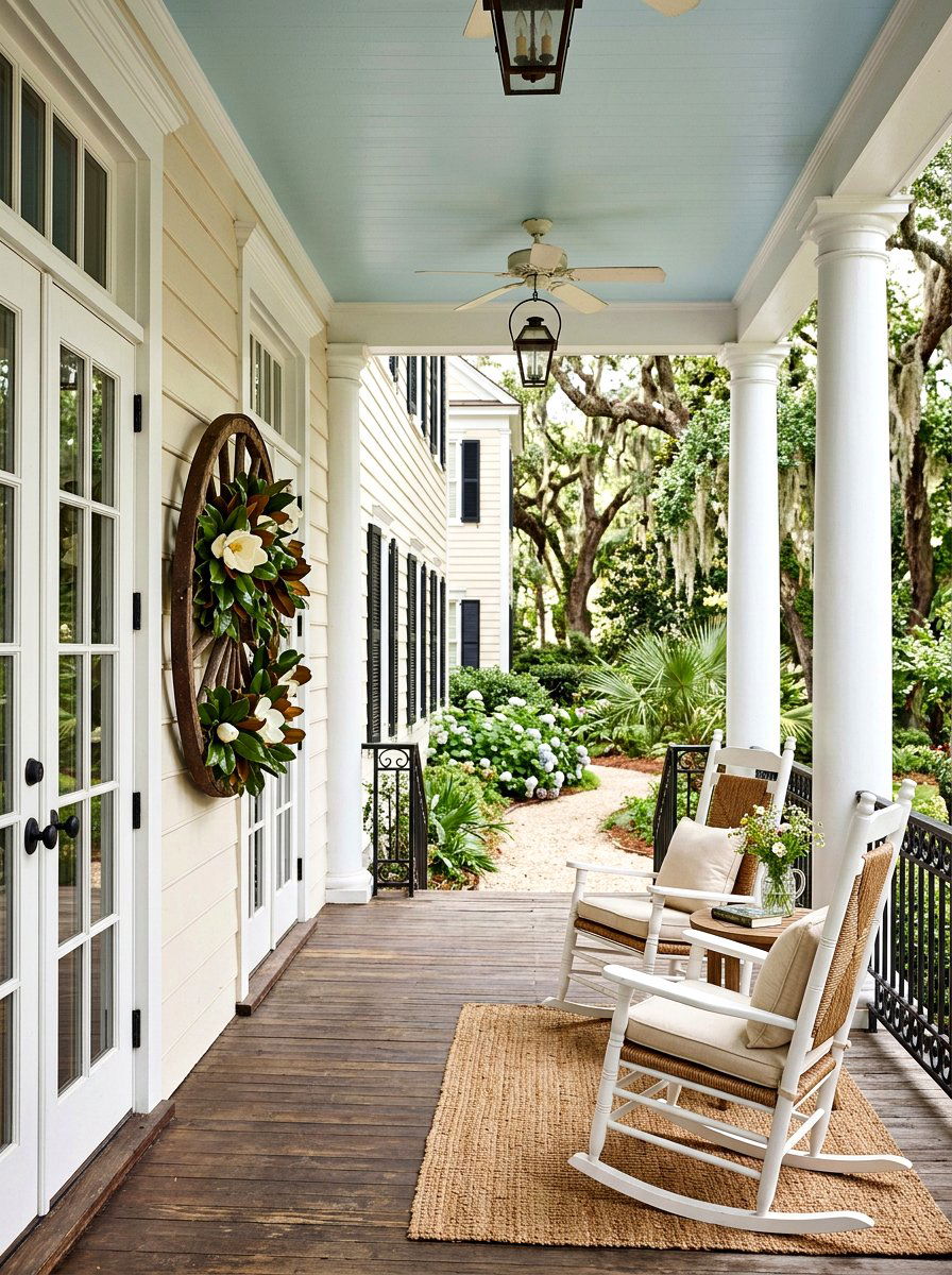 Southern Magnolia Wagon Wheel - 25 Spring Wagon Wheel Wreath Ideas