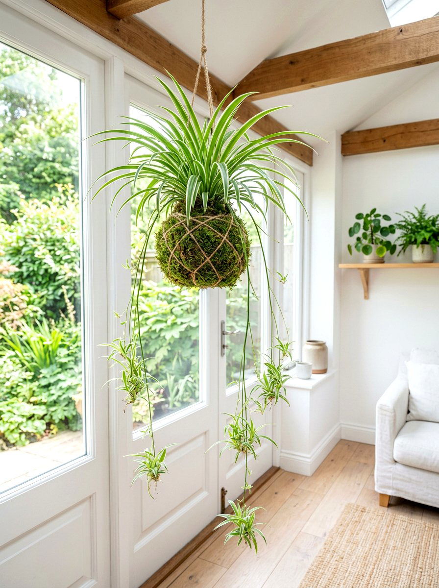 Spider Plant Kokedama - 25 Spring Kokedama Ideas