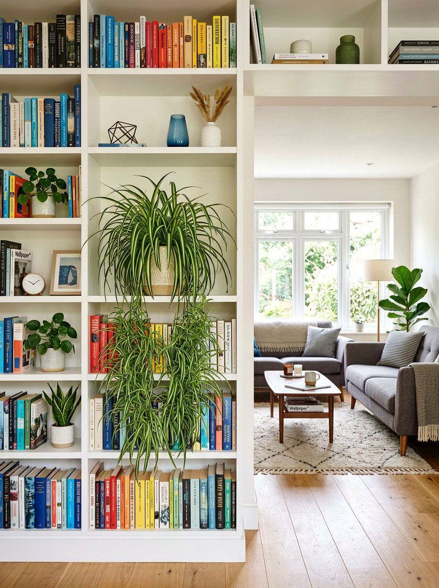 Spider plant shelf - 25 Spring Indoor Plant Ideas