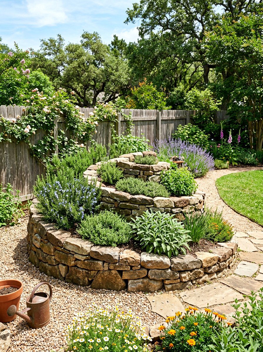 Spiral Rock Herb Garden - 25 Spring Stone Garden Decor Ideas
