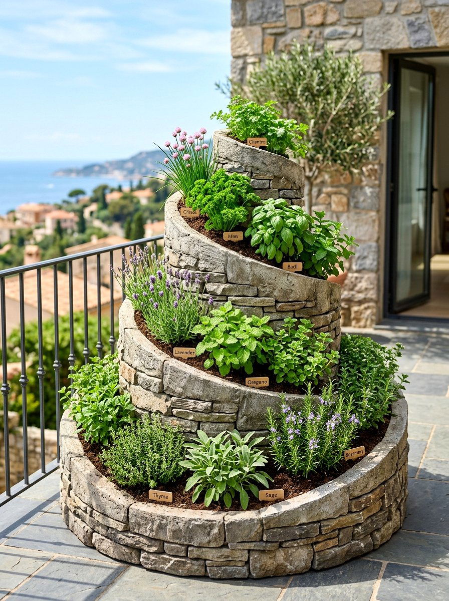 Spiral herb garden planter - 25 Spring Balcony Herb Garden Ideas