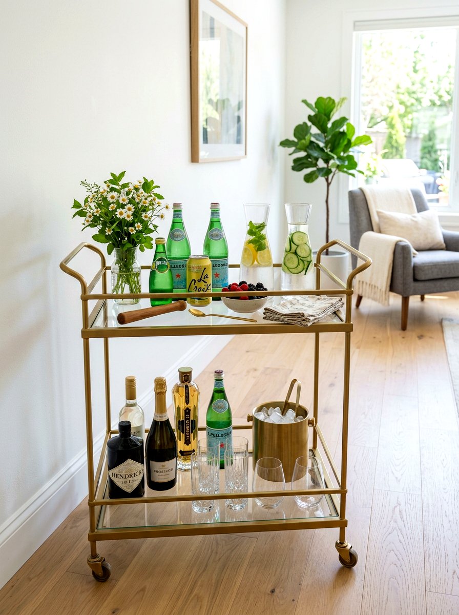 Spring Bar Cart - 25 Spring Party Decor Ideas
