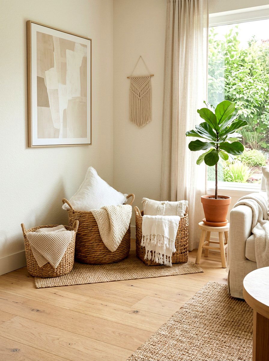 Spring Basket Storage - 25 Spring Display Ideas