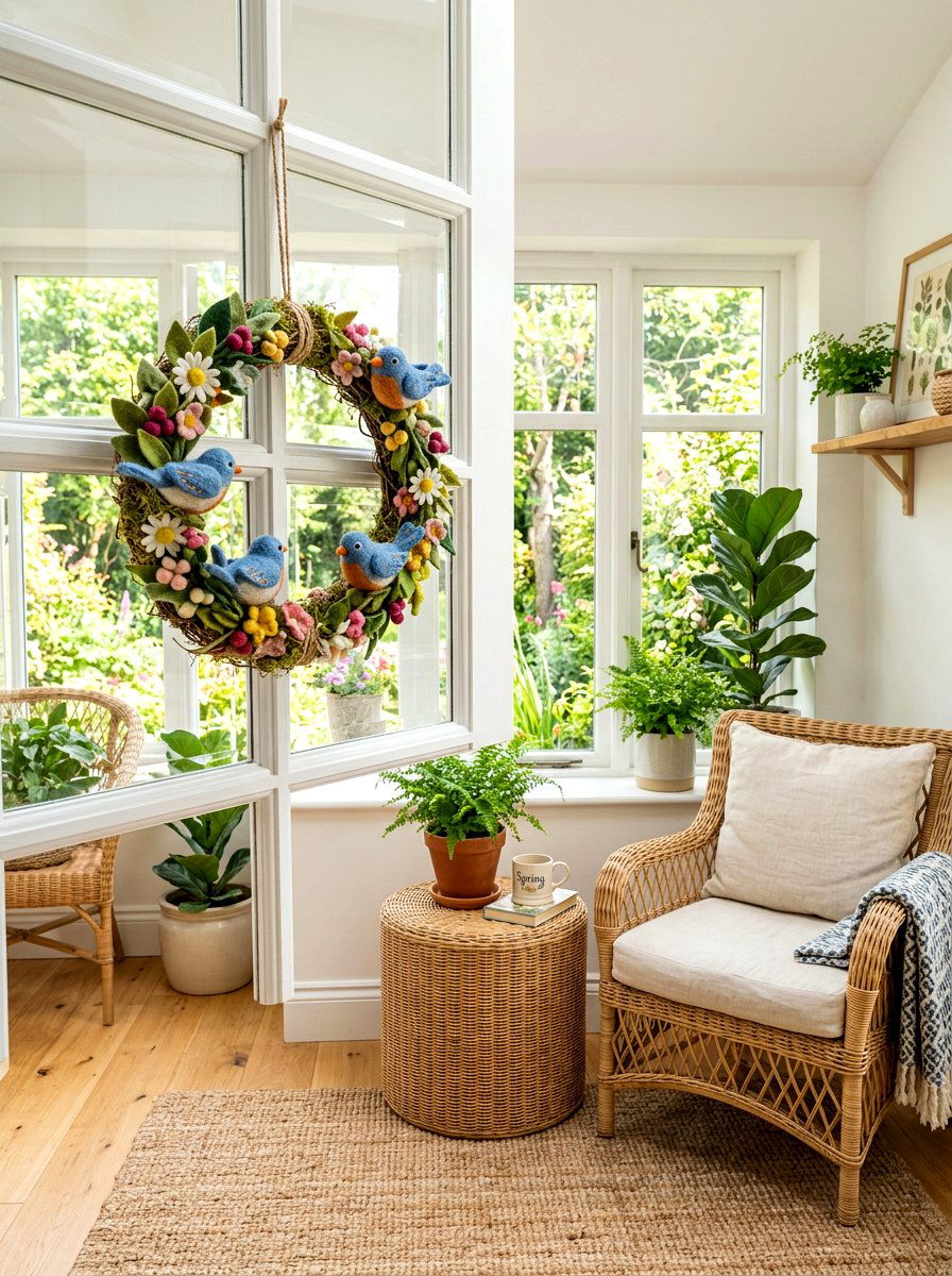 Spring Bird Felt Wreath