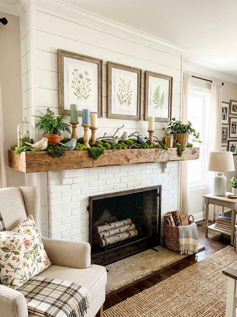 Spring Bird Mantel - 25 Spring Bird Decor Ideas