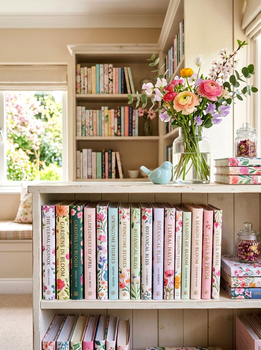 Spring Book Cover - 25 Spring Bookshelf Styling Ideas