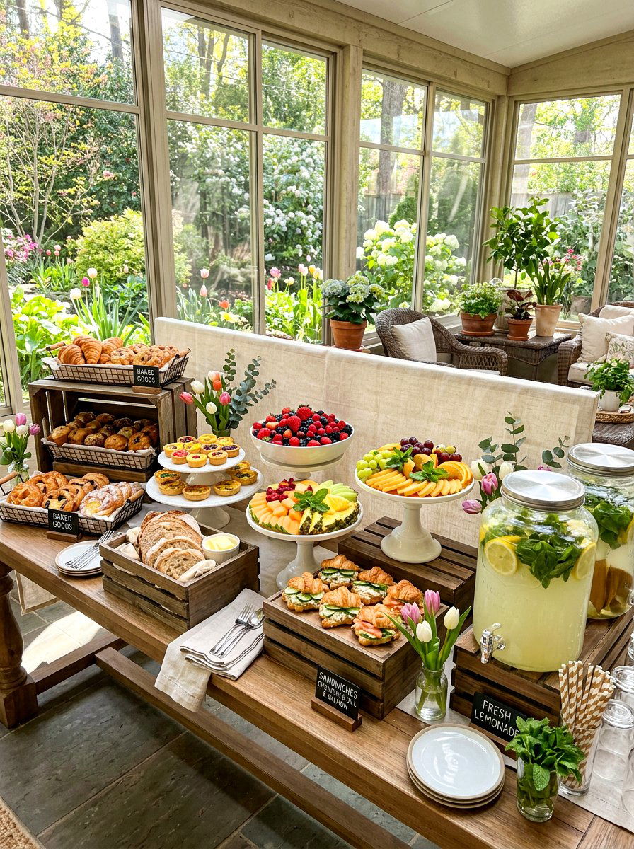 Spring Brunch Buffet - 25 Spring Party Decor Ideas