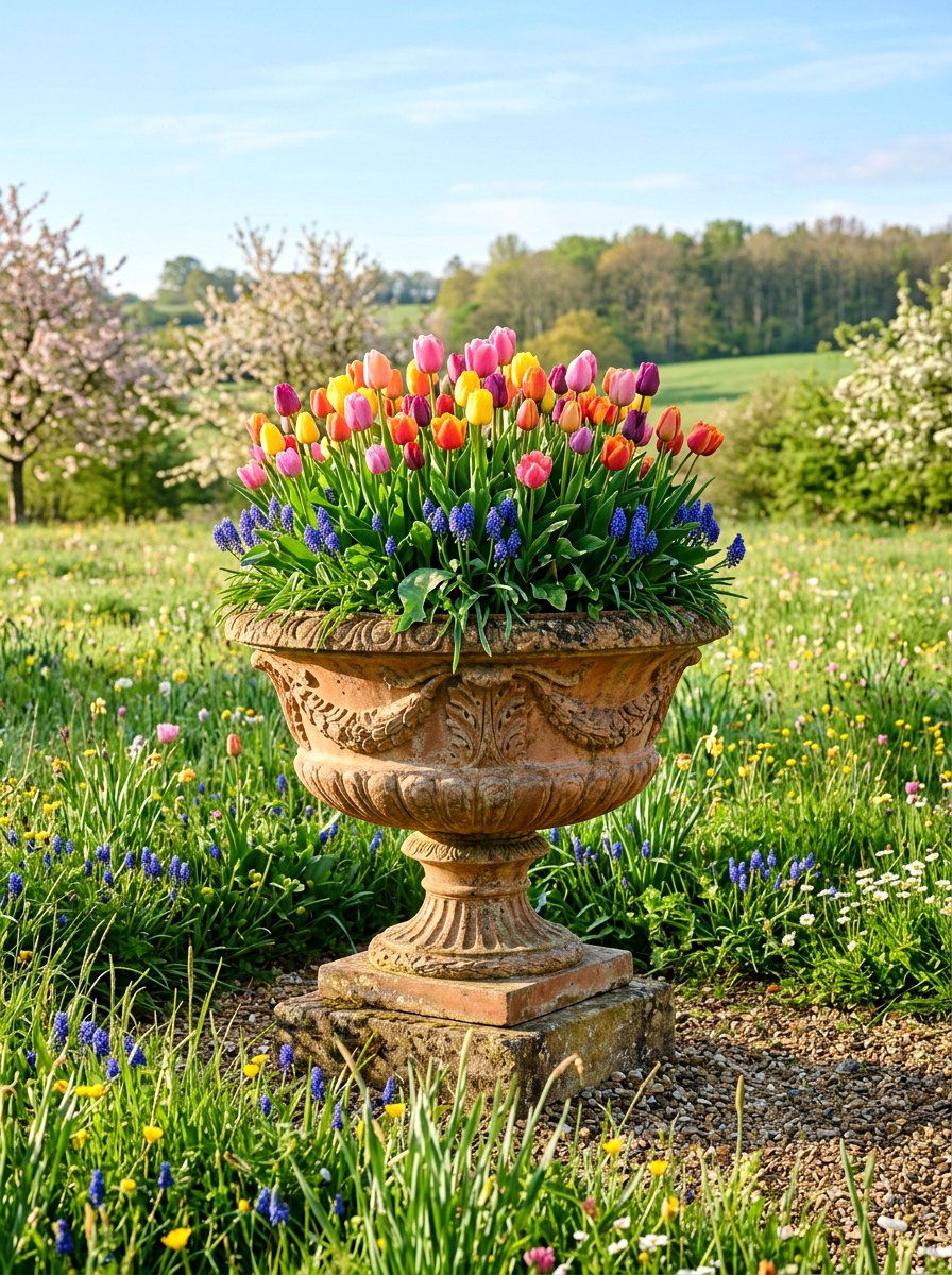 Spring Bulb Garden Urn - 25 Spring Urn Planter Ideas