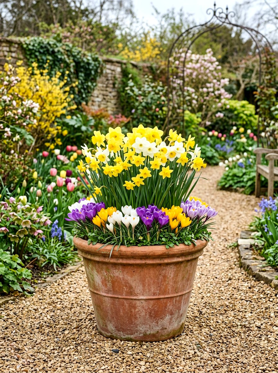 Spring Bulb Lasagna Pot - 25 Spring Flower Pot Ideas