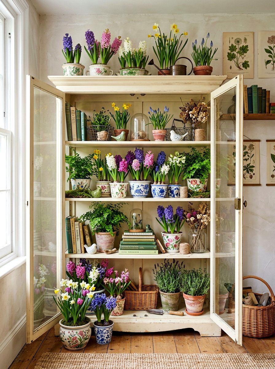 Spring Bulb - 25 Spring China Cabinet Decor Ideas