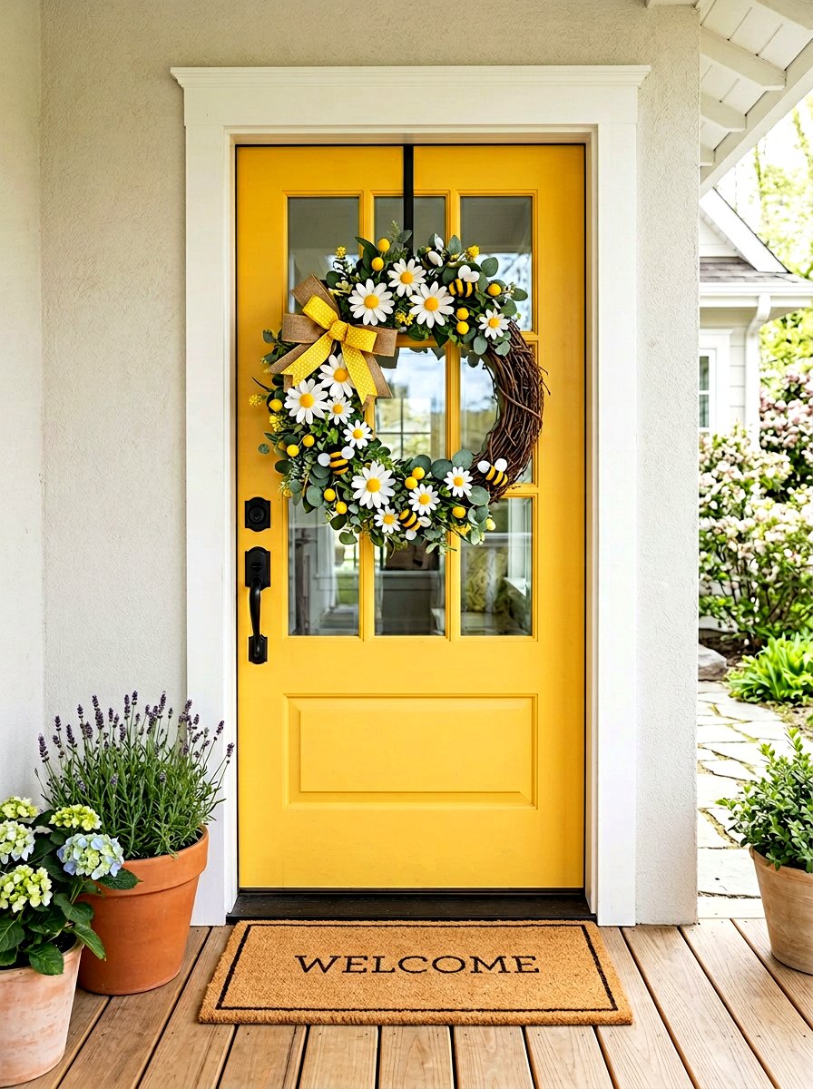 Spring Bumblebee Wreath - 25 Spring Felt Wreath Ideas