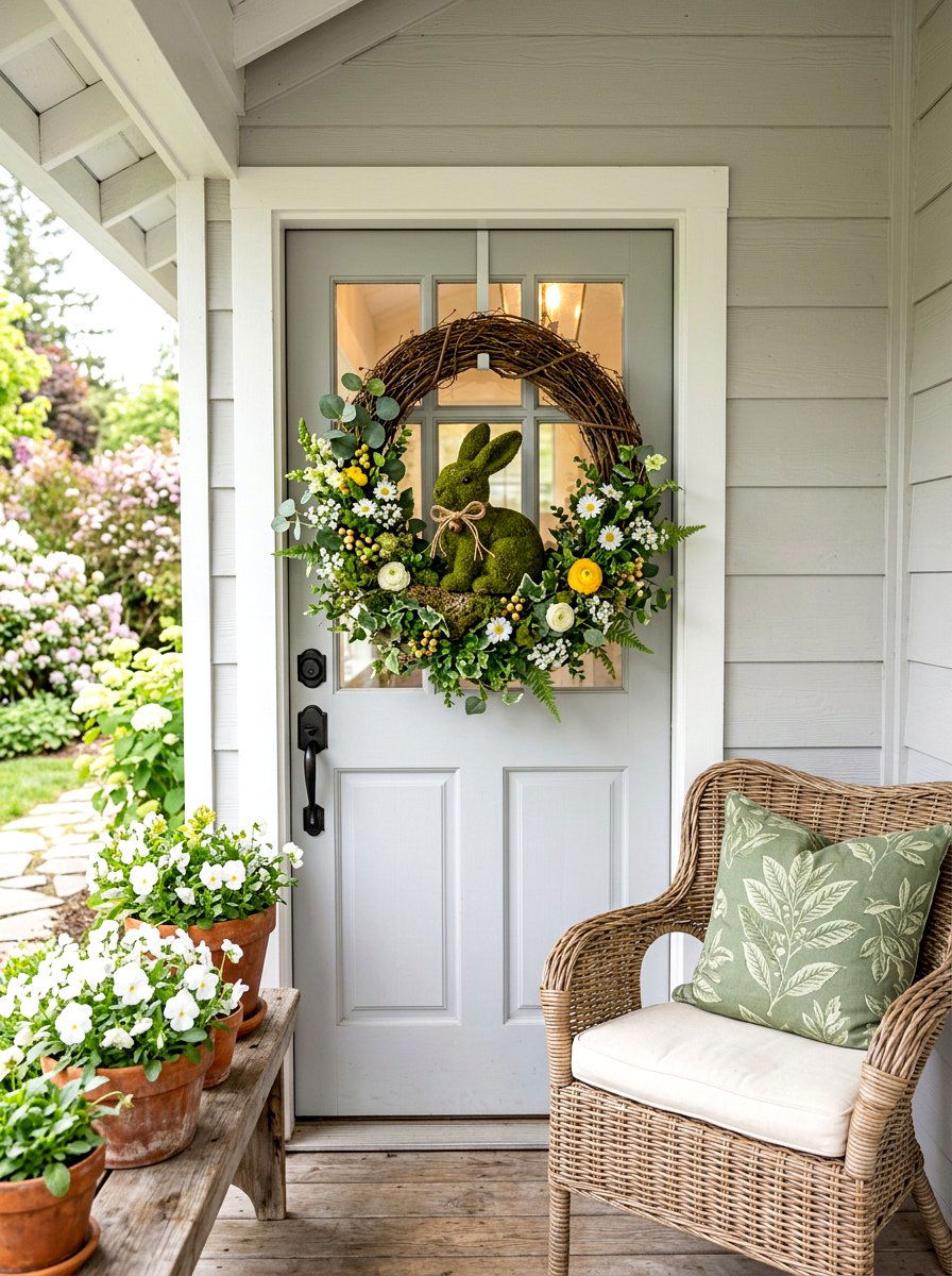 Spring Bunny Grapevine Wreath - 25 Spring Grapevine Door Ideas