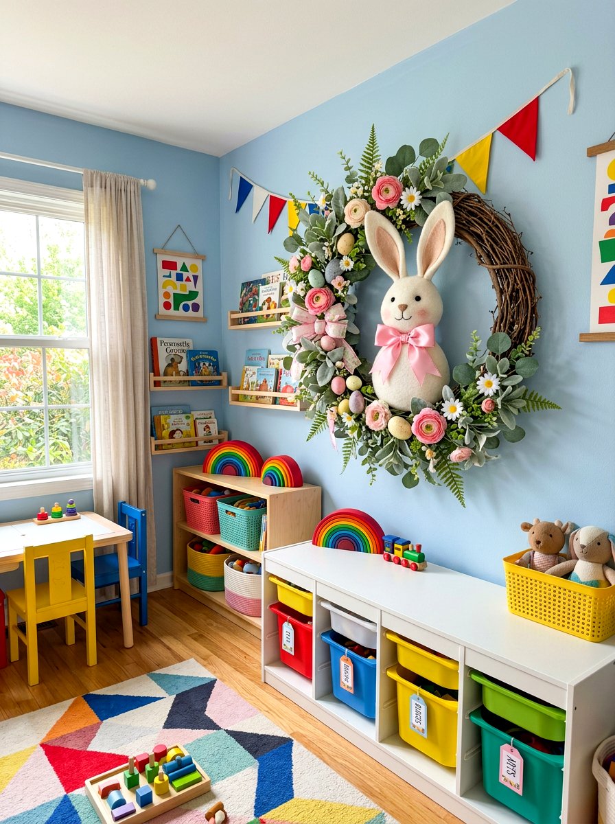 Spring Bunny Wreath - 25 Spring Felt Wreath Ideas