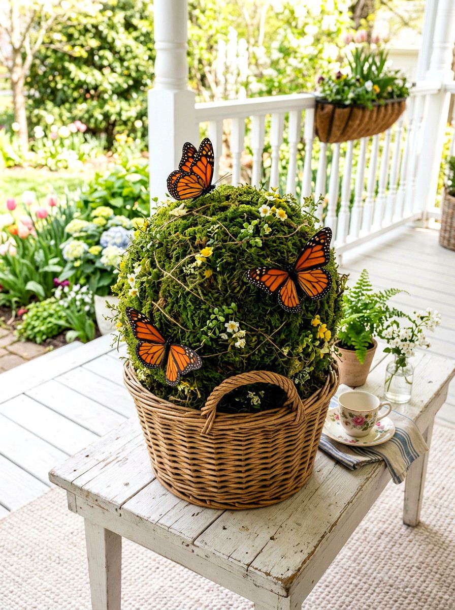 Spring Butterfly Moss Topiary - 25 Spring Moss Topiary Ideas