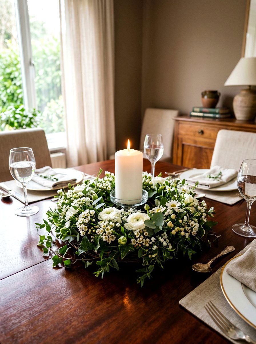 Spring Candle Ring - 25 Spring Dining Table Centerpiece Ideas