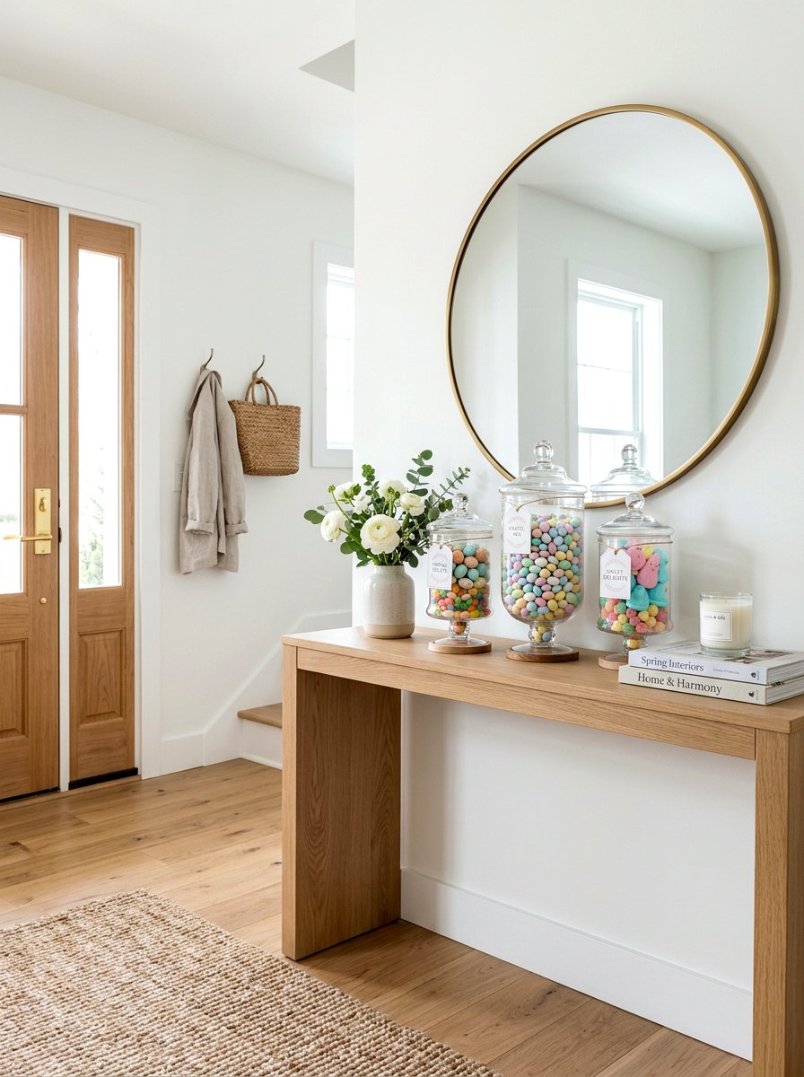 Spring Candy Jar Display - 25 Spring Glass Jar Decor Ideas