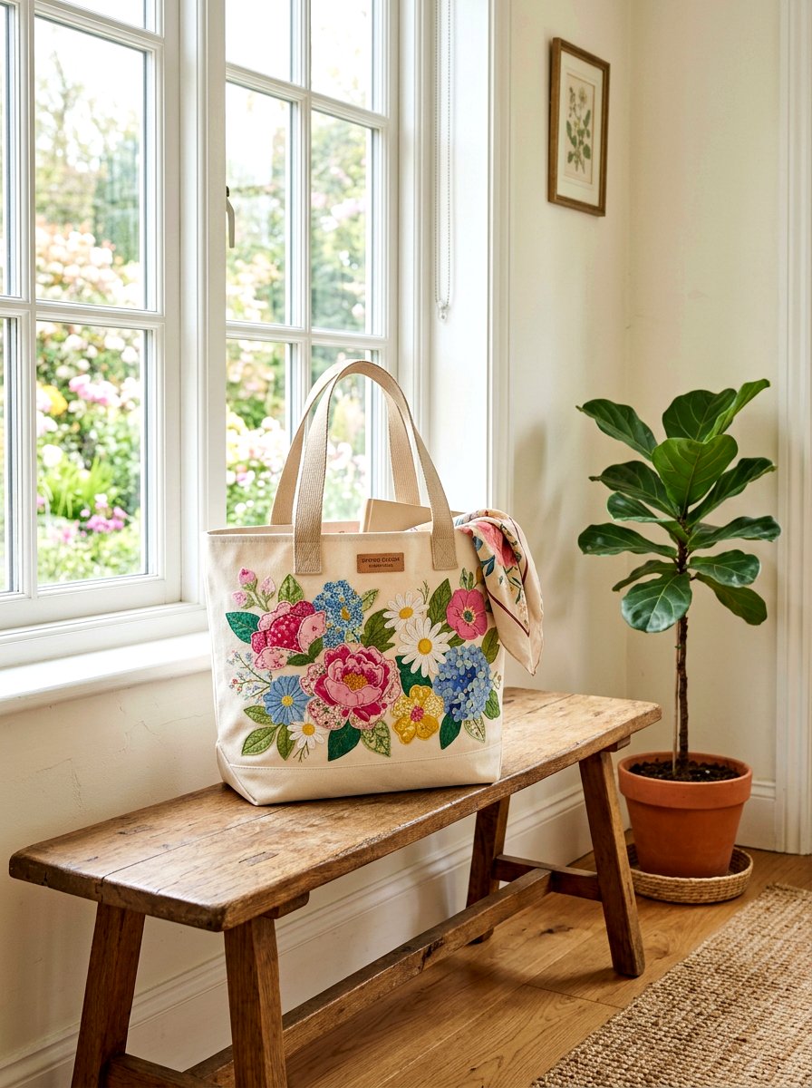 Spring Canvas Tote - 25 Spring Fabric Craft Ideas