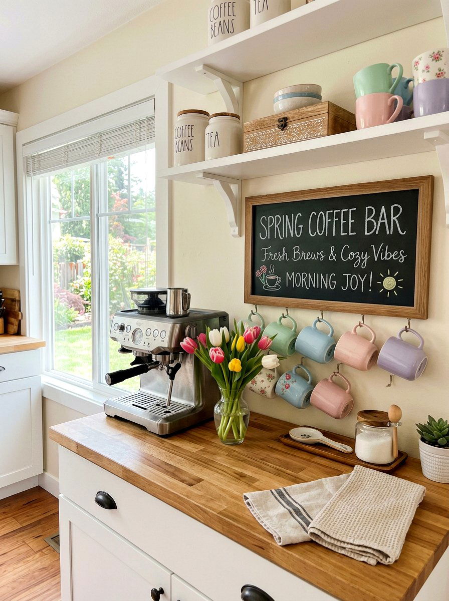 Spring Coffee Bar Decor - 25 Spring Dollar Store Decor Ideas