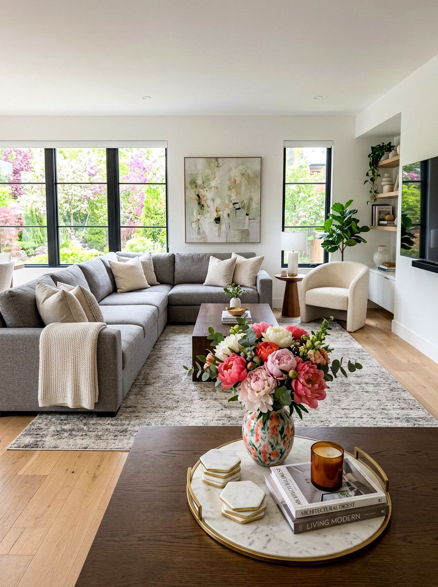 Spring Coffee Table Tray - 25 Spring Cheap Decor Ideas