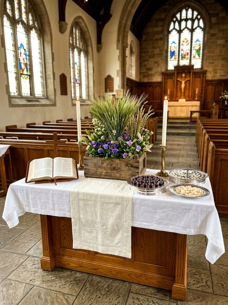 Spring Communion Table - 25 Spring Church Decor Ideas