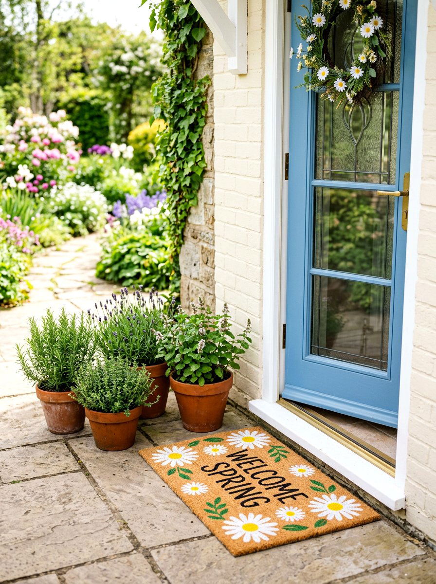 Spring Door Mat - 25 Spring Patio Door Decor Ideas