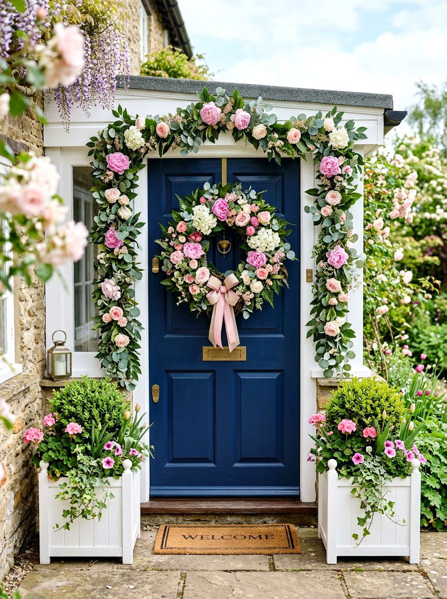 Spring Door Wreath - 25 Spring Front Porch Decor Ideas