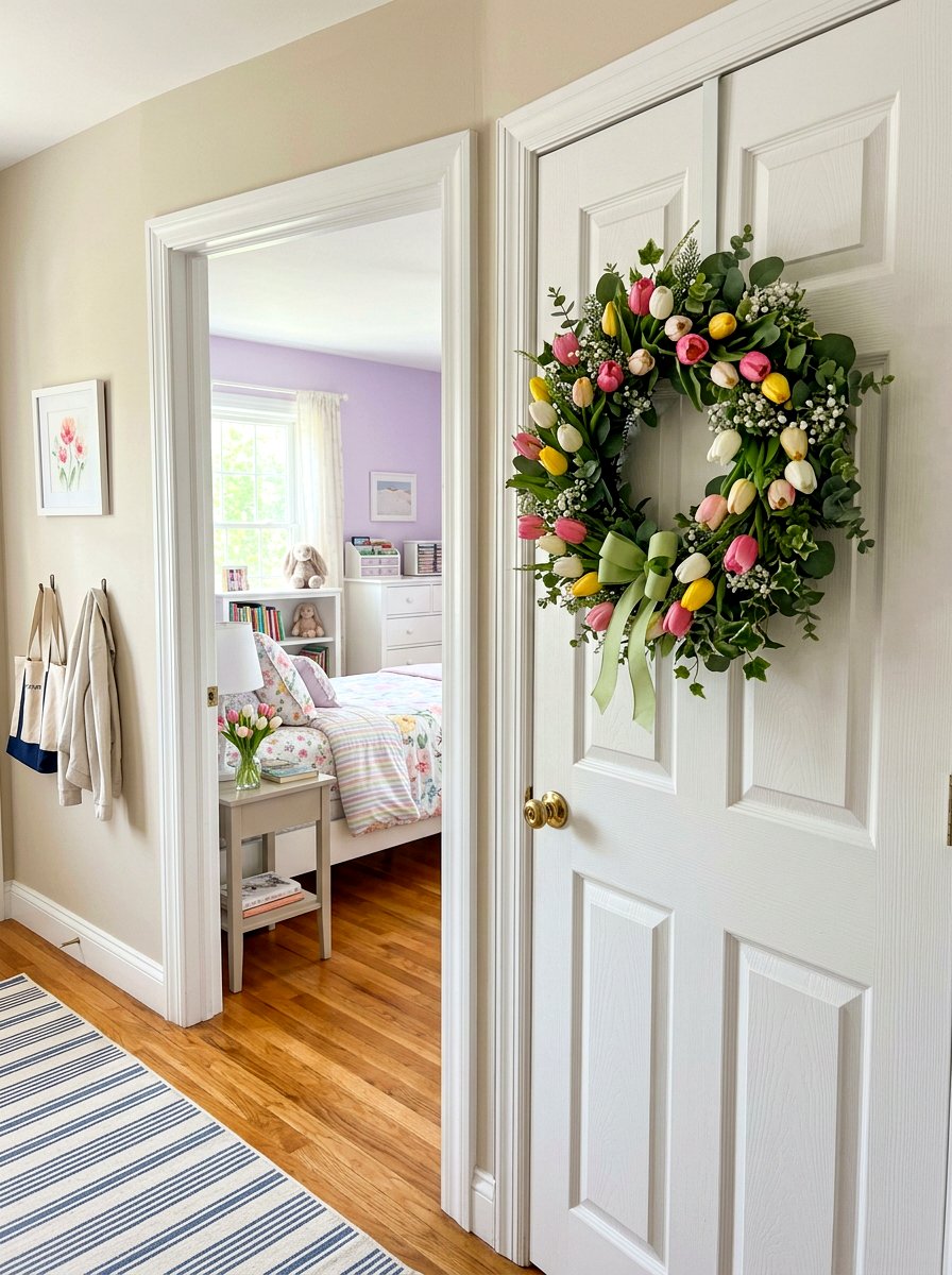 Spring Door Wreath - 25 Spring Girl Room Decor Ideas