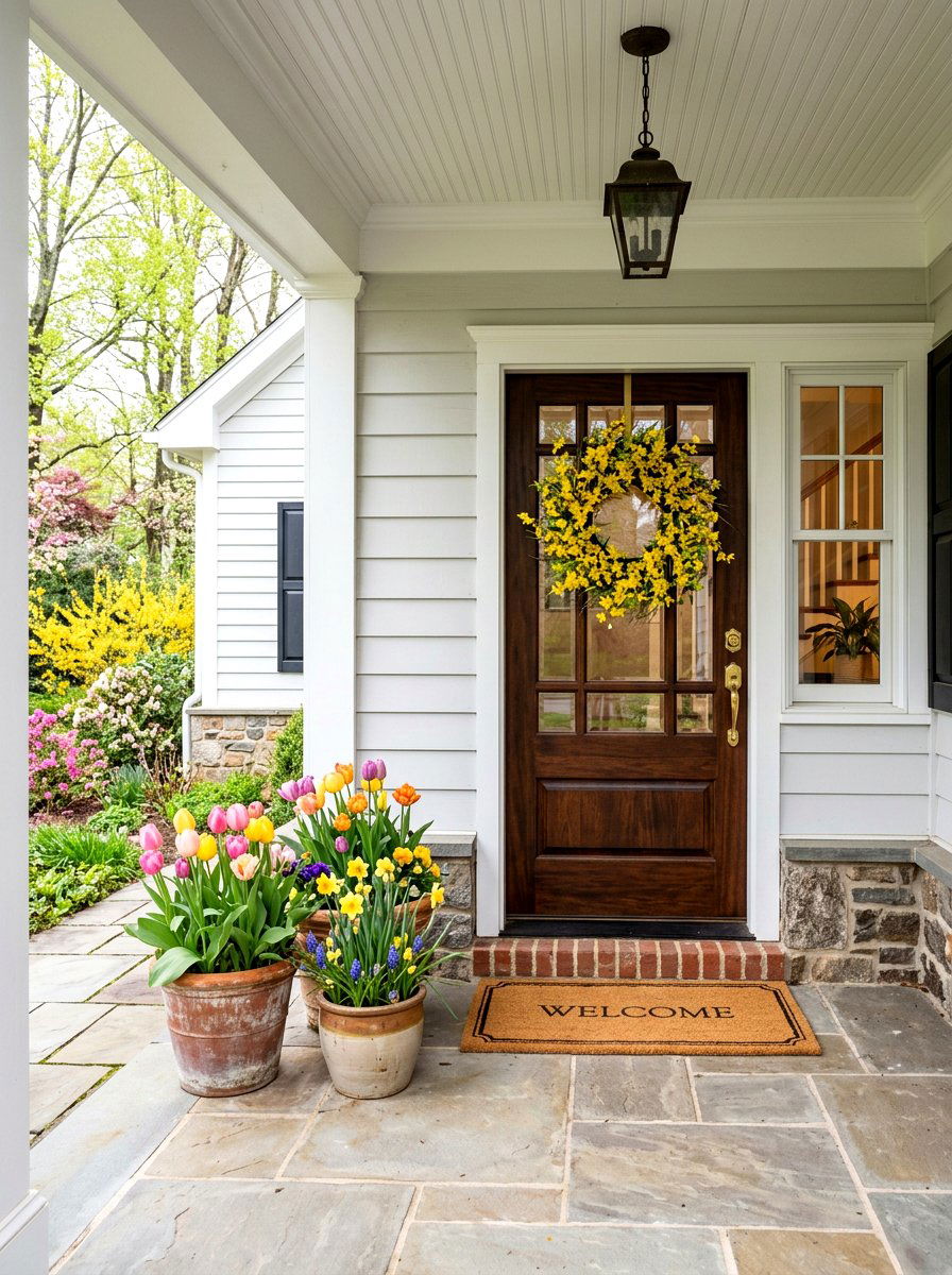 Spring Door Wreath - 25 Front Yard Spring Decor Ideas