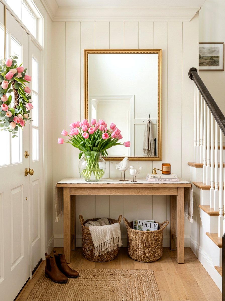 Spring Entryway Console Table - 25 Spring Lobby Decor Ideas