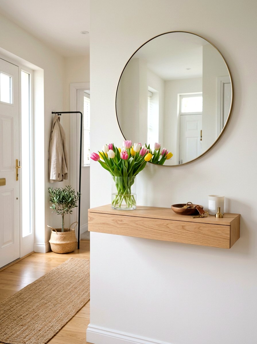 Spring Entryway Floating Shelf - 25 Spring Floating Shelf Decor Ideas