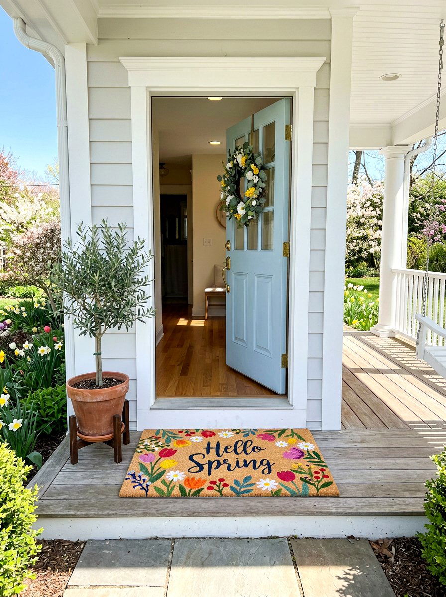 Spring Entryway Mat - 25 Spring Hallway Decor Ideas