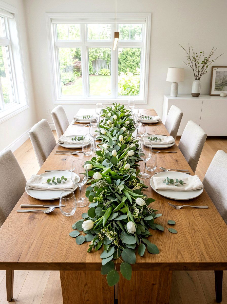 Spring Eucalyptus Table Runner - 25 Spring Eucalyptus Garland Ideas