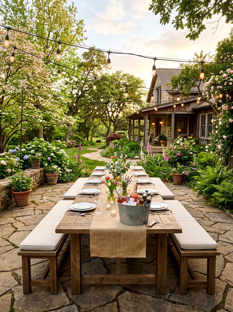 Spring Farmhouse Outdoor Dining Table - 25 Spring Farmhouse Decor Ideas
