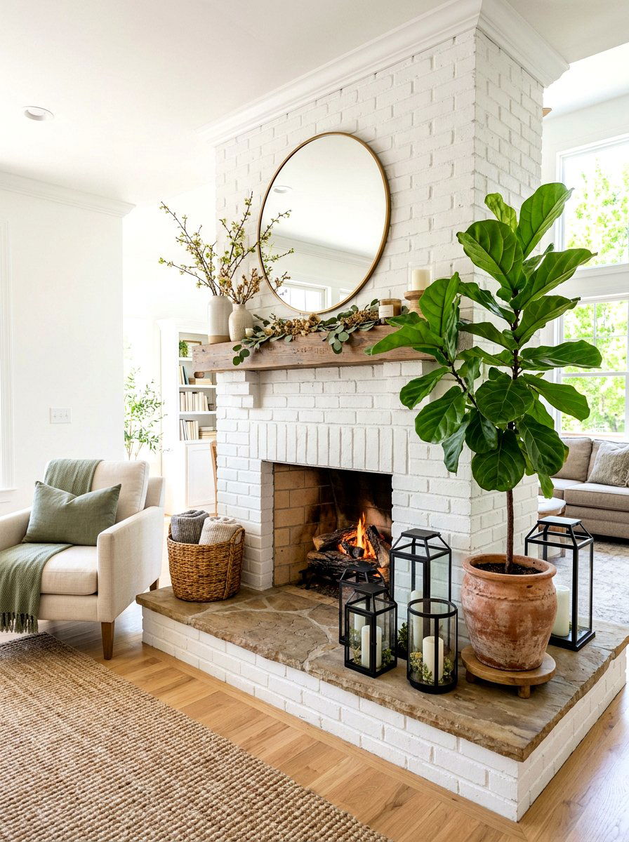 Spring Fireplace Hearth - 25 Spring Display Ideas